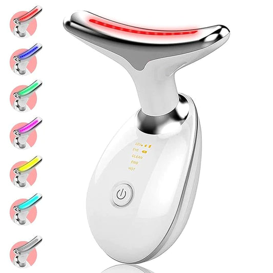 Electric Massager - Facial Massager Device+3 Intensity Adjustment,Neck Face Beauty Device with Vibrating,Warming Function, Neck Face Massager for Enhanced Face,White