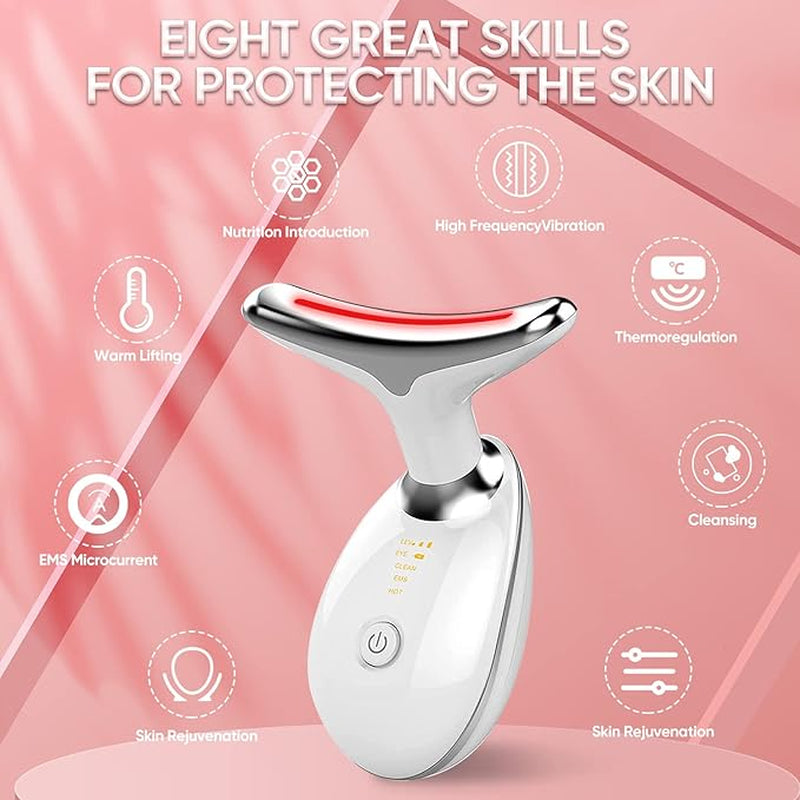 Electric Massager - Facial Massager Device+3 Intensity Adjustment,Neck Face Beauty Device with Vibrating,Warming Function, Neck Face Massager for Enhanced Face,White